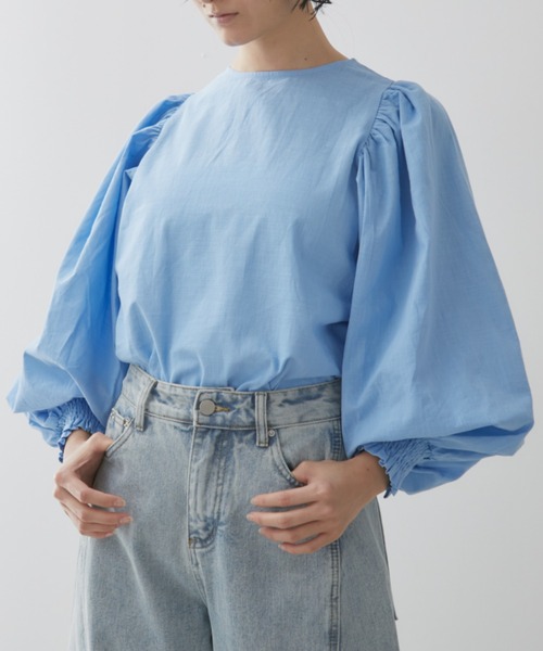 Libra Cue（リブラ キュー）の「パフボリュームブラウス（シャツ/ブラウス・レディース・ピンク/ホワイト/ブラック/ワイン/サックスブルー/カーキ・FREE）」の15枚目の写真