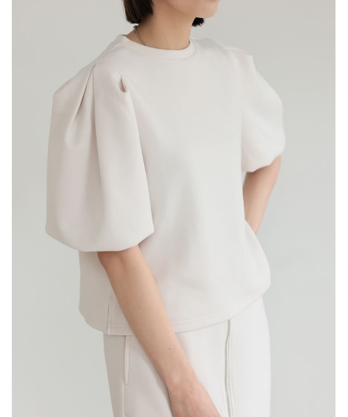 Re:EDIT（リエディ）の「ダンボールパフスリーブトップス（スウェット・レディース・ブラック/アイボリー系/グレー・MEDIUM/LARGE）」の3枚目の写真