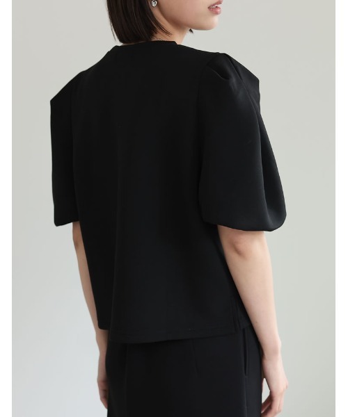 Re:EDIT（リエディ）の「ダンボールパフスリーブトップス（スウェット・レディース・ブラック/アイボリー系/グレー・MEDIUM/LARGE）」の5枚目の写真