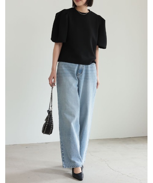 Re:EDIT（リエディ）の「ダンボールパフスリーブトップス（スウェット・レディース・ブラック/アイボリー系/グレー・MEDIUM/LARGE）」の8枚目の写真