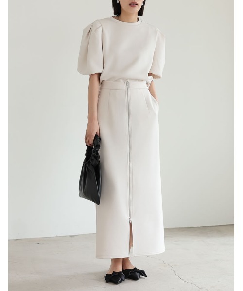 Re:EDIT（リエディ）の「ダンボールパフスリーブトップス（スウェット・レディース・ブラック/アイボリー系/グレー・MEDIUM/LARGE）」の9枚目の写真