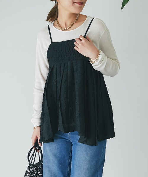 un dix cors（アンディコール）の「シマーシュリンクレイヤードキャミソール（キャミソール・レディース・ブラック・FREE）」の6枚目の写真