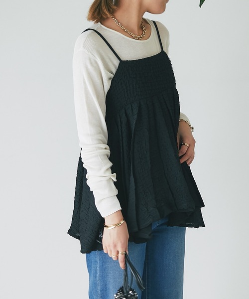 un dix cors（アンディコール）の「シマーシュリンクレイヤードキャミソール（キャミソール・レディース・ブラック・FREE）」の8枚目の写真