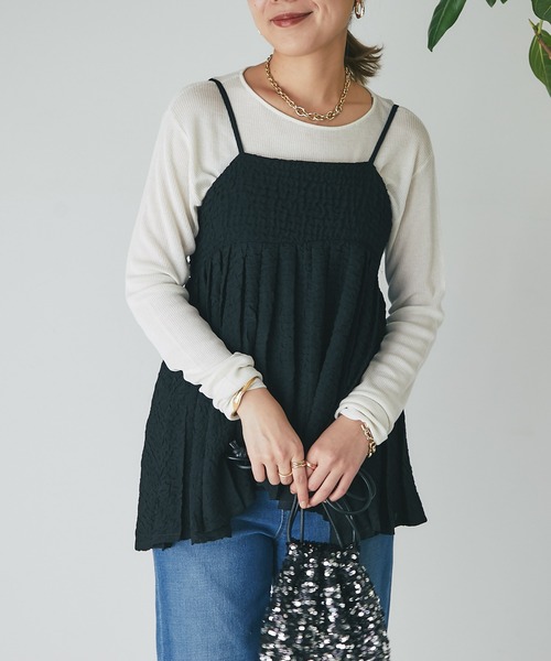 un dix cors（アンディコール）の「シマーシュリンクレイヤードキャミソール（キャミソール・レディース・ブラック・FREE）」の10枚目の写真