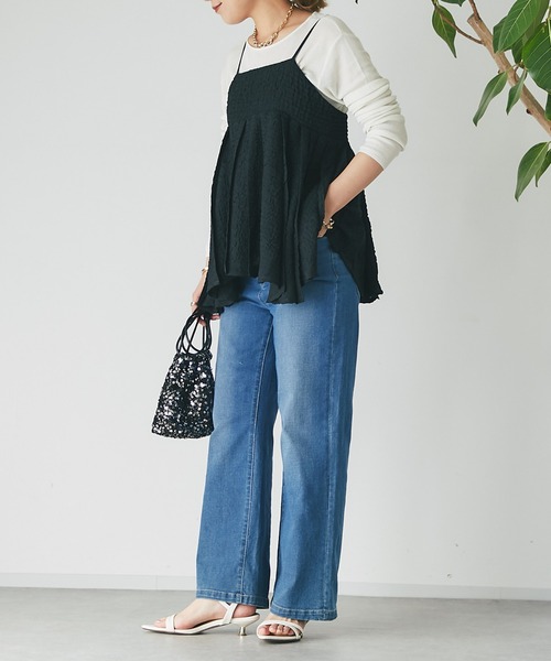 un dix cors（アンディコール）の「シマーシュリンクレイヤードキャミソール（キャミソール・レディース・ブラック・FREE）」の3枚目の写真