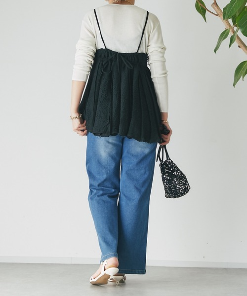 un dix cors（アンディコール）の「シマーシュリンクレイヤードキャミソール（キャミソール・レディース・ブラック・FREE）」の4枚目の写真