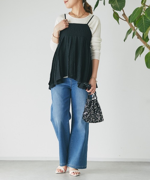 un dix cors（アンディコール）の「シマーシュリンクレイヤードキャミソール（キャミソール・レディース・ブラック・FREE）」の5枚目の写真