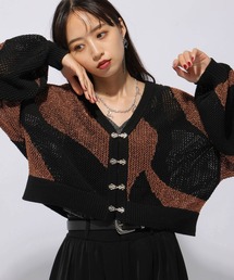 HARE | ラメメッシュメタルニットカーディガン(HARE)(カーディガン/ボレロ)