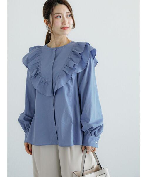 Te chichi（テチチ）の「ラッフルフリルブラウス（シャツ/ブラウス・レディース・サックスブルー/オフホワイト/ネイビー・F）」の2枚目の写真