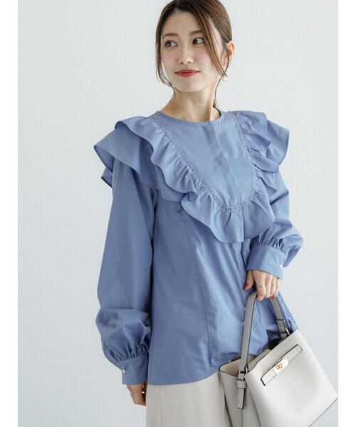 Te chichi（テチチ）の「ラッフルフリルブラウス（シャツ/ブラウス・レディース・サックスブルー/オフホワイト/ネイビー・F）」の9枚目の写真
