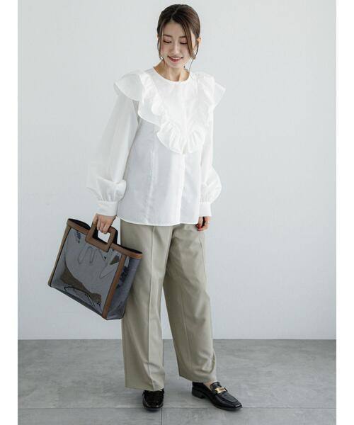 Te chichi（テチチ）の「ラッフルフリルブラウス（シャツ/ブラウス・レディース・サックスブルー/オフホワイト/ネイビー・F）」の10枚目の写真