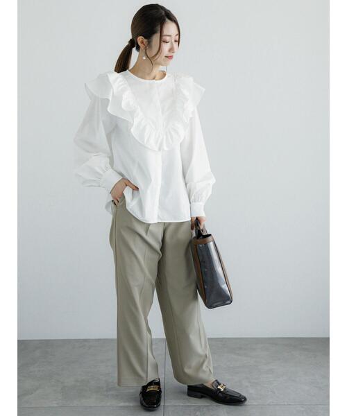 Te chichi（テチチ）の「ラッフルフリルブラウス（シャツ/ブラウス・レディース・サックスブルー/オフホワイト/ネイビー・F）」の11枚目の写真