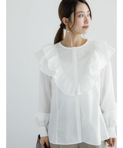 Te chichi（テチチ）の「ラッフルフリルブラウス（シャツ/ブラウス・レディース・サックスブルー/オフホワイト/ネイビー・F）」の14枚目の写真