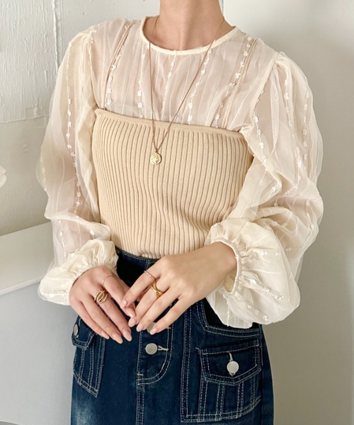 CLEA(クレア)の「ライン刺繍シアーボリュームブラウス(シャツ/ブラウス・レディース・アイボリー/ピンク・FREE)」の22枚目の写真