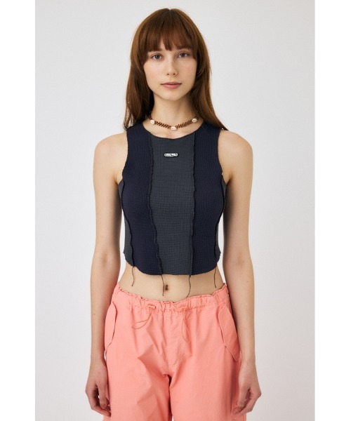 MOUSSY(マウジー)の「OVERLOCK タンクトップ(タンクトップ・レディース・マルチ/ライトブラック/オフホワイト・FREE)」の9枚目の写真