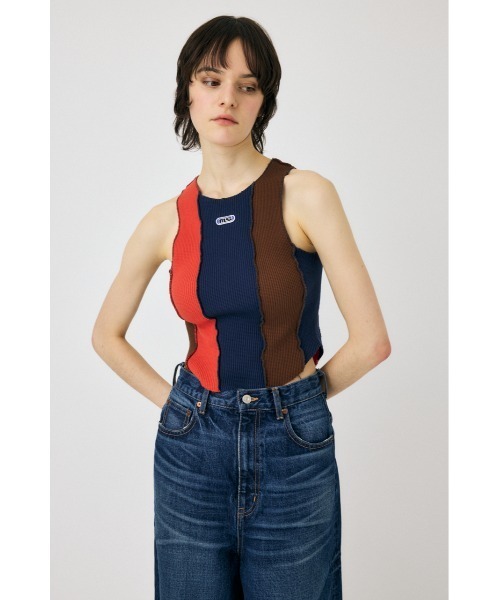 MOUSSY(マウジー)の「OVERLOCK タンクトップ(タンクトップ・レディース・マルチ/ライトブラック/オフホワイト・FREE)」の11枚目の写真