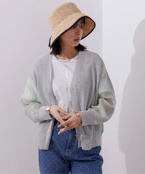 新品　エイミーロウ　布帛MIXメッシュニットブルゾン Eimee Law（エイミーロウ）の「布帛MIXメッシュニットブルゾン