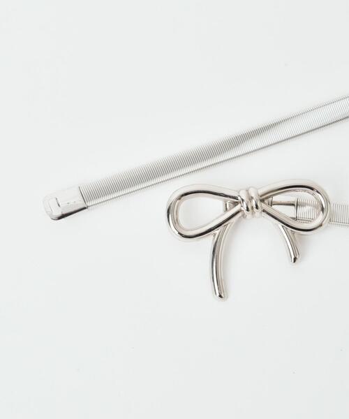 WEGO（ウィゴー）の「WEGO/リボンモチーフメタルゴムベルト（ベルト・レディース・シルバー・FREE）」の2枚目の写真
