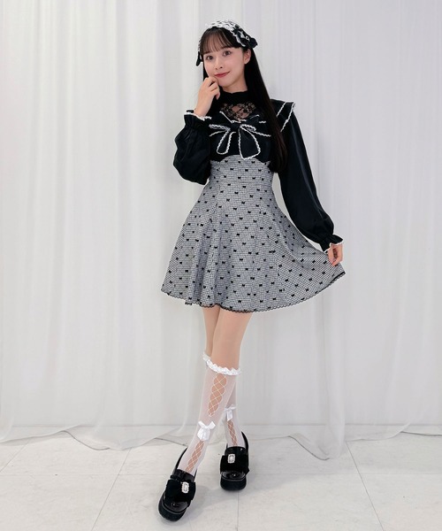 Honey Cinnamon(ハニーシナモン)の「ハイウエストリボンワンピース(ワンピース・レディース・ブラック/ホワイト・FREE)」の10枚目の写真