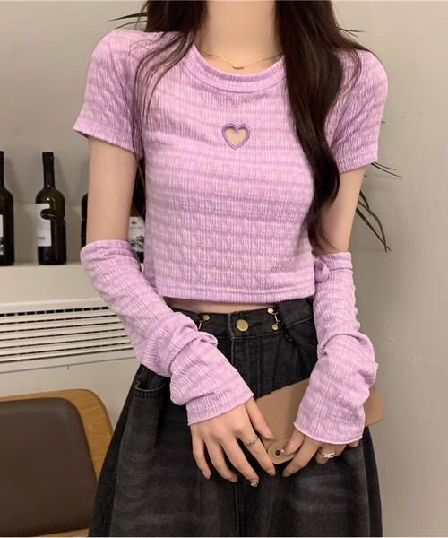MAISON DE THERESE(メゾン ド テレーズ)の「ボーダーニットTシャツ(ニット/セーター・レディース・ピンク/パープル/ブラック・FREE)」の12枚目の写真
