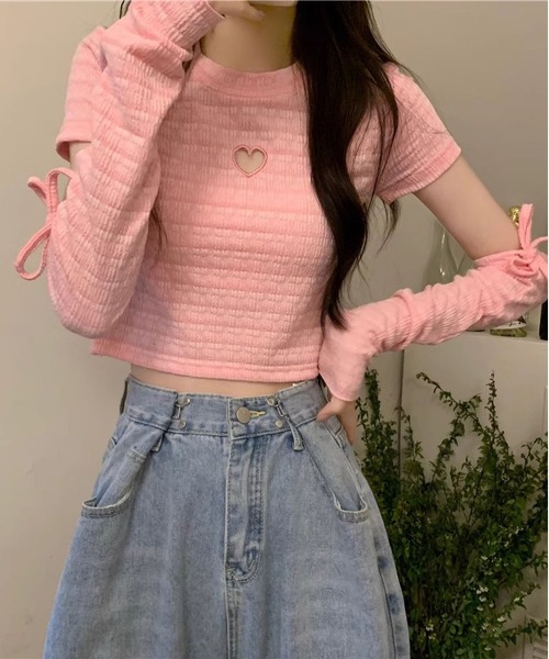 MAISON DE THERESE(メゾン ド テレーズ)の「ボーダーニットTシャツ(ニット/セーター・レディース・ピンク/パープル/ブラック・FREE)」の7枚目の写真