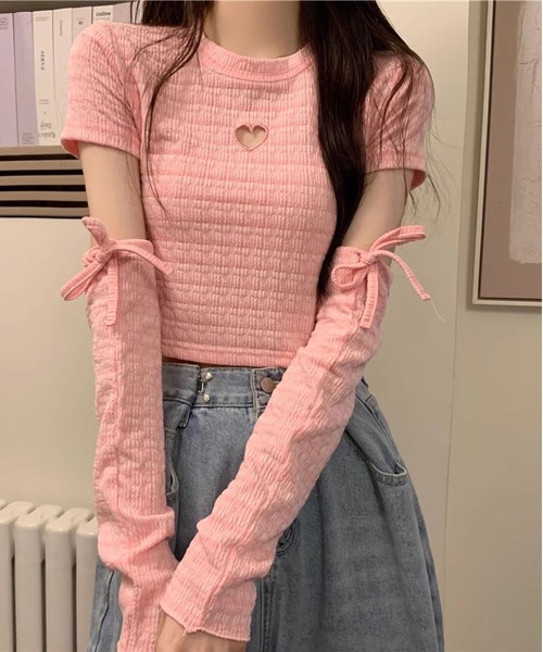 MAISON DE THERESE(メゾン ド テレーズ)の「ボーダーニットTシャツ(ニット/セーター・レディース・ピンク/パープル/ブラック・FREE)」の6枚目の写真