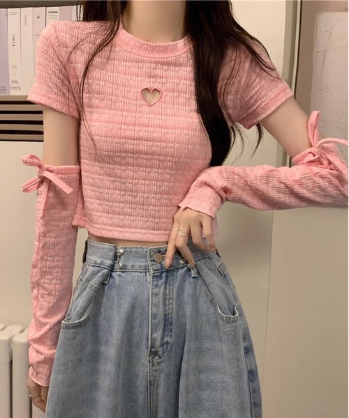 MAISON DE THERESE(メゾン ド テレーズ)の「ボーダーニットTシャツ(ニット/セーター・レディース・ピンク/パープル/ブラック・FREE)」の5枚目の写真