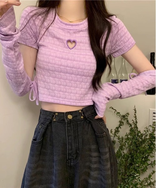 MAISON DE THERESE(メゾン ド テレーズ)の「ボーダーニットTシャツ(ニット/セーター・レディース・ピンク/パープル/ブラック・FREE)」の11枚目の写真