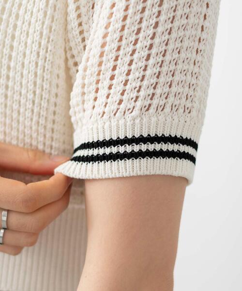WEGO（ウィゴー）の「WEGO/襟付きメッシュニットショートカーデ（カーディガン/ボレロ・レディース・ホワイト/ブラック/ブラック系その他5・FREE）」の8枚目の写真
