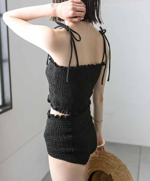 mystic（ミスティック）の「【2024 swim wear】シャーリングスイムウェア（水着・レディース・アイボリー/ブラック/グリーン/グリーン系その他2/オレンジ・FREE）」の10枚目の写真