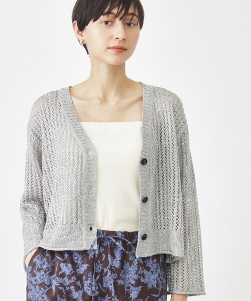 THE SHOP TK (ザ ショップ ティーケー )の「◆キラキラスパンコールカーディガン/洗える(カーディガン/ボレロ・レディース・ブラック/ライトグレー/ベージュ・99)」の4枚目の写真