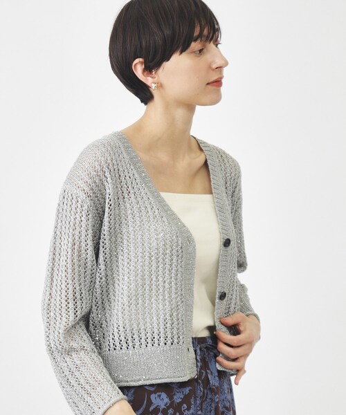 THE SHOP TK (ザ ショップ ティーケー )の「◆キラキラスパンコールカーディガン/洗える(カーディガン/ボレロ・レディース・ブラック/ライトグレー/ベージュ・99)」の5枚目の写真