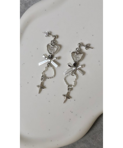 tone（トーン）の「【PANSY BLOOM】twinkle heart pierce(MA)（ピアス（両耳用）・レディース・シルバー・FREE）」の2枚目の写真