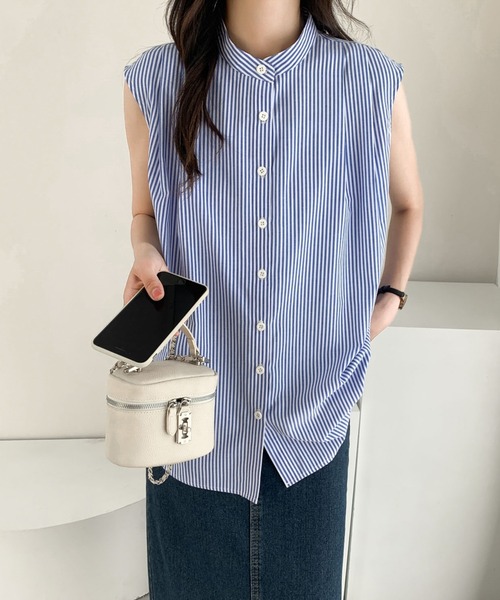 ABITOKYO(アビトーキョー)の「ケープ付ノースリーブストライプルーズシャツ(ケープ取り外し可)(シャツ/ブラウス・レディース・ブラック/ブルー/グリーン・M/L)」の19枚目の写真