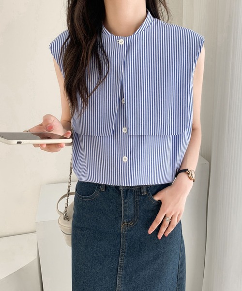 ABITOKYO(アビトーキョー)の「ケープ付ノースリーブストライプルーズシャツ(ケープ取り外し可)(シャツ/ブラウス・レディース・ブラック/ブルー/グリーン・M/L)」の20枚目の写真