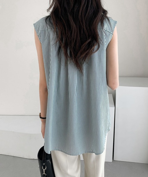 ABITOKYO(アビトーキョー)の「ケープ付ノースリーブストライプルーズシャツ(ケープ取り外し可)(シャツ/ブラウス・レディース・ブラック/ブルー/グリーン・M/L)」の11枚目の写真
