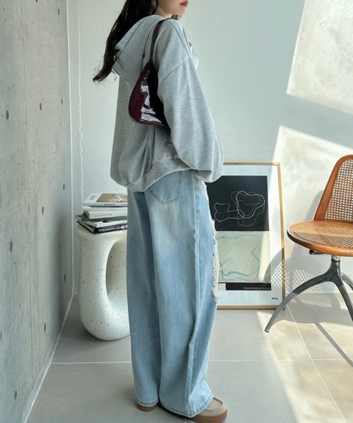 セール】【韓国ストリート風】【選べる袖丈】 ロゴ入り ジップアップ