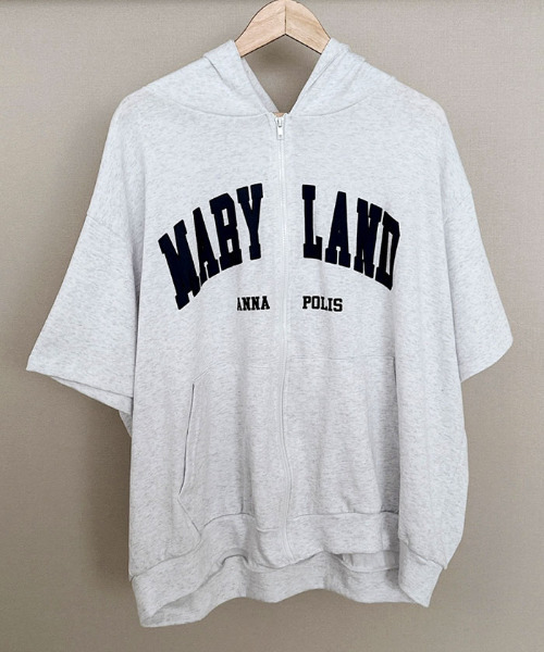 VIVID LADY(ビビッドレディー)の「【韓国ストリート風】【選べる袖丈】 ロゴ入り ジップアップパーカー ブロークコア 長袖 半袖 パーカー(パーカー・レディース・ブラック/ホワイト系その他/ネイビー/グレー/ブラック系その他/ブルー系その他/ホワイト系その他2/グリーン系その他・FREE/フリー)」の10枚目の写真