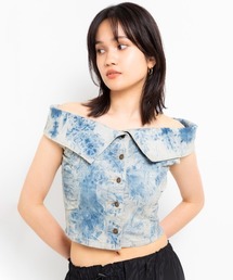atmos pink Denim Off Shoulder Top / アトモス ピンク オフ ショルダー トップ