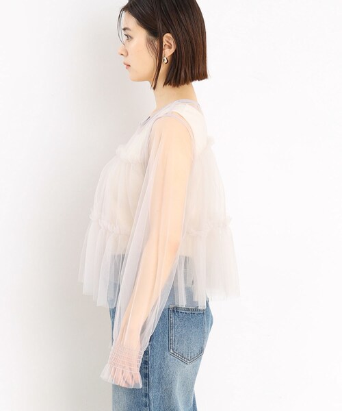 THE SHOP TK （ザ ショップ ティーケー ）の「◆チュールティアードシアーカーディガン【洗える】（カーディガン/ボレロ・レディース・ブラック/オフホワイト/ライトグレー・99）」の18枚目の写真