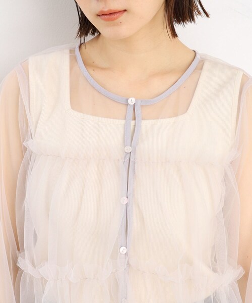 THE SHOP TK （ザ ショップ ティーケー ）の「◆チュールティアードシアーカーディガン【洗える】（カーディガン/ボレロ・レディース・ブラック/オフホワイト/ライトグレー・99）」の20枚目の写真