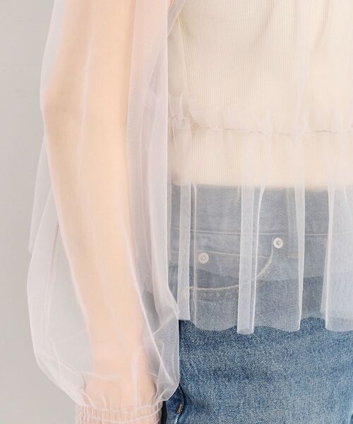 THE SHOP TK （ザ ショップ ティーケー ）の「◆チュールティアードシアーカーディガン【洗える】（カーディガン/ボレロ・レディース・ブラック/オフホワイト/ライトグレー・99）」の22枚目の写真