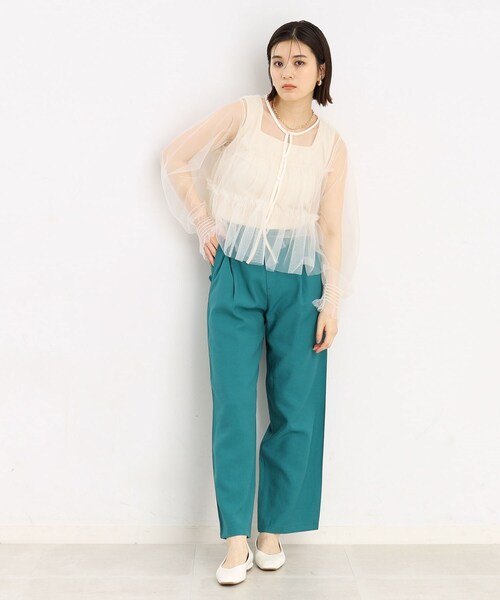 THE SHOP TK （ザ ショップ ティーケー ）の「◆チュールティアードシアーカーディガン【洗える】（カーディガン/ボレロ・レディース・ブラック/オフホワイト/ライトグレー・99）」の7枚目の写真