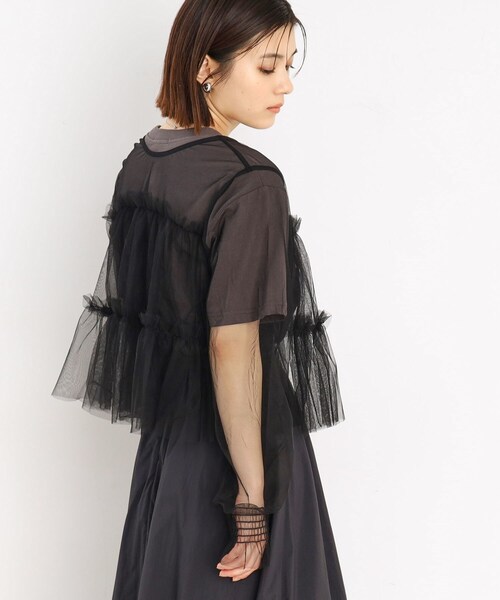 THE SHOP TK （ザ ショップ ティーケー ）の「◆チュールティアードシアーカーディガン【洗える】（カーディガン/ボレロ・レディース・ブラック/オフホワイト/ライトグレー・99）」の15枚目の写真