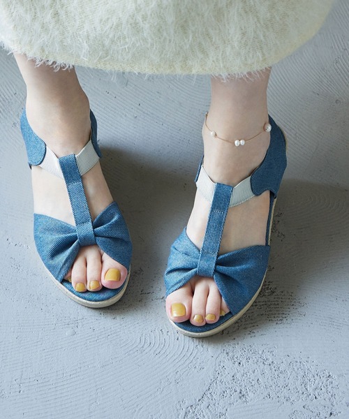 Fashion Letter(ファッションレター)の「日本製リボンデザインウェッジサンダル レディース 痛くないサンダル(サンダル・レディース・ブラック/ベージュ/ブルー・S/M/L/LL)」の19枚目の写真