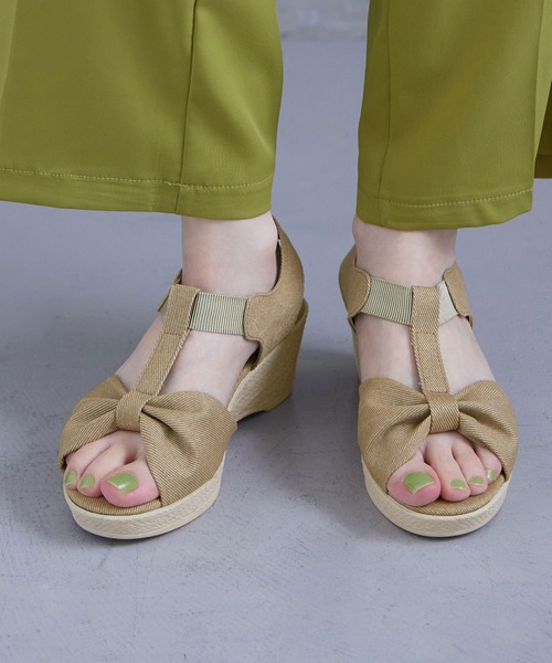 Fashion Letter(ファッションレター)の「日本製リボンデザインウェッジサンダル レディース 痛くないサンダル(サンダル・レディース・ブラック/ベージュ/ブルー・S/M/L/LL)」の22枚目の写真