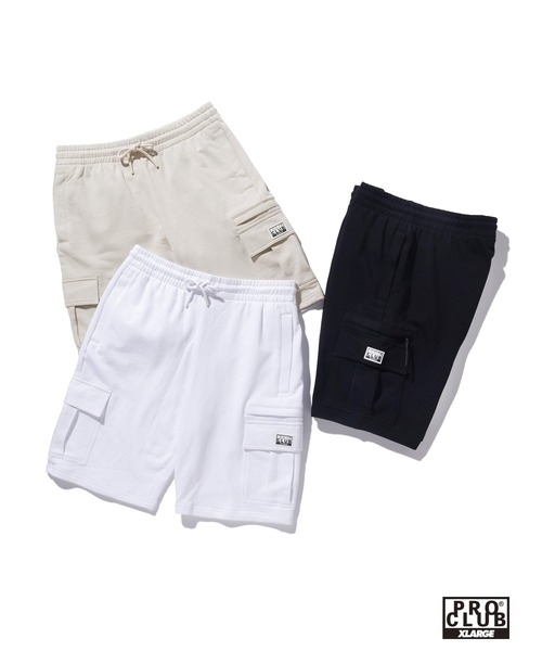 PRO CLUB (プロクラブ)の「XLARGE×PROCLUB COMFORT FRENCH TERRY CARGO SHORTS(カーゴパンツ・メンズ・ホワイト/ベージュ/ブラック・L/M/S/XL)」の4枚目の写真