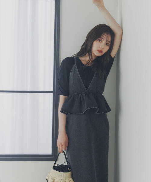 PROPORTION BODY DRESSING（プロポーションボディドレッシング）の「フリルデニムジャンスカ / 1214240501（ワンピース・レディース・ブルー/ブラック・SMALL/MEDIUM）」の2枚目の写真