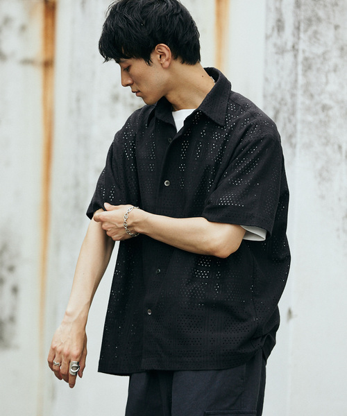 JOURNAL STANDARD relume（ジャーナルスタンダード　レリューム）の「RASHELL LACE SQUARE SS SH（シャツ/ブラウス・メンズ・ライトグレー/ライトホワイト/ブラック・LARGE/MEDIUM）」の18枚目の写真