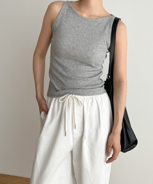 CANAL JEAN（キャナルジーン）の「El mar　ボートネックリブタンクトップ（タンクトップ・レディース・ネイビー/ホワイト/ブラック/グレー/クリーム・ONE SIZE）」の4枚目の写真